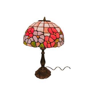 19" Stained Glass Lamp Floral Vintage Pink Green Blue